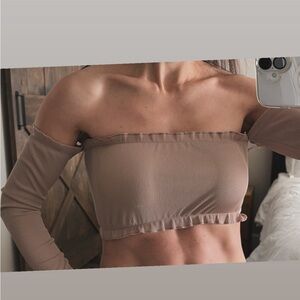 Missguided Brown Off-Shoulder Crop Top